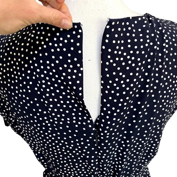 Boden Camille Blue Dot Tie Waist Sleeveless Midi Dress Size 8 10 Medium - Picture 5 of 7
